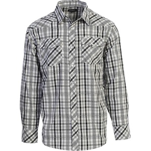image:imageGioberti Mens Western Plaid Long Sleeve Shirt with Pearl Snapon1047w  Black  White Checkered