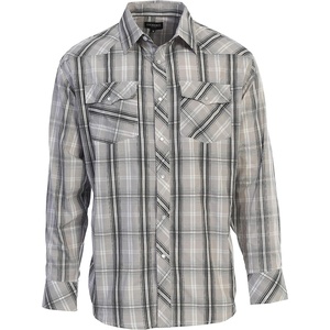 image:imageGioberti Mens Western Plaid Long Sleeve Shirt with Pearl Snapon1052w  Grey  Black