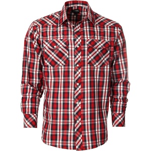 image:imageGioberti Mens Western Plaid Long Sleeve Shirt with Pearl Snapon1055w  Red  Navy  White