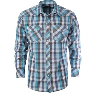 image:imageGioberti Mens Western Plaid Long Sleeve Shirt with Pearl Snapon1060w  Blue Checkered