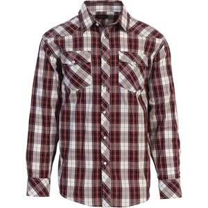 image:imageGioberti Mens Western Plaid Long Sleeve Shirt with Pearl Snapon1062w  Burgundy  White  Black