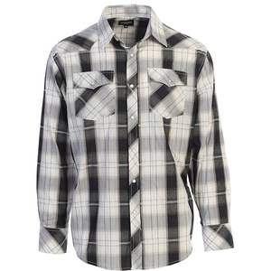 image:imageGioberti Mens Western Plaid Long Sleeve Shirt with Pearl Snapon1064w  Ivory  Black