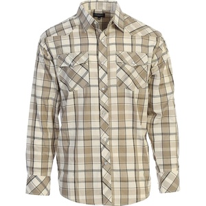 image:imageGioberti Mens Western Plaid Long Sleeve Shirt with Pearl Snapon1065w  Olvie  Khaki