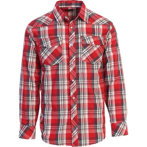image:imageGioberti Mens Western Plaid Long Sleeve Shirt with Pearl Snapon1067w  Red  Grey White