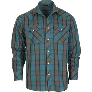 image:imageGioberti Mens Western Plaid Long Sleeve Shirt with Pearl Snapon1086w  Teal  Brown