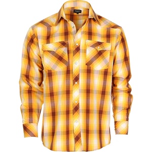 image:imageGioberti Mens Western Plaid Long Sleeve Shirt with Pearl Snapon1087w  Gold  Brown