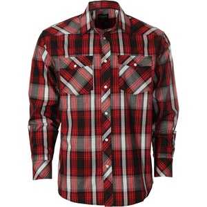 image:imageGioberti Mens Western Plaid Long Sleeve Shirt with Pearl Snapon1088w  Black  Red