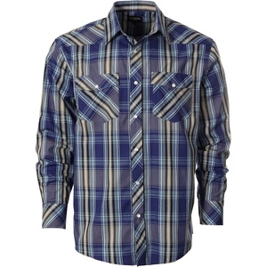 image:imageGioberti Mens Western Plaid Long Sleeve Shirt with Pearl Snapon1089w  Navy  Grey  Black