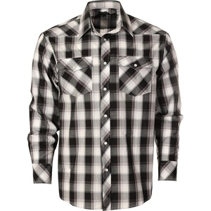 image:imageGioberti Mens Western Plaid Long Sleeve Shirt with Pearl Snapon1095w  Black  White Checkered