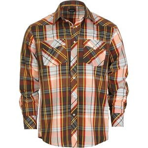 image:imageGioberti Mens Western Plaid Long Sleeve Shirt with Pearl Snapon1099w  Red  Yellow  Black