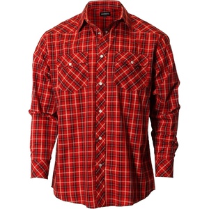 image:imageGioberti Mens Western Plaid Long Sleeve Shirt with Pearl Snapon124w  Red  Black  Orange