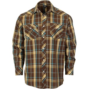 image:imageGioberti Mens Western Plaid Long Sleeve Shirt with Pearl Snapon26w  Brown  Yellow  Turquoise