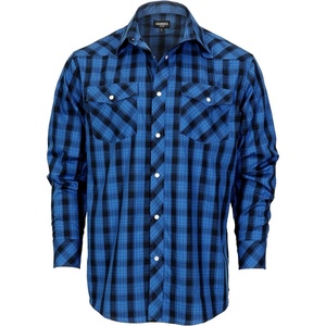 image:imageGioberti Mens Western Plaid Long Sleeve Shirt with Pearl Snapon294w  Blue  Black