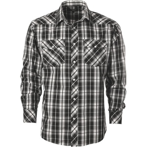 image:imageGioberti Mens Western Plaid Long Sleeve Shirt with Pearl Snapon632w  Black  White