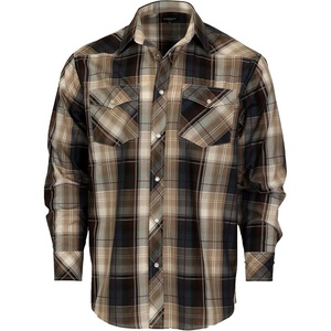 image:imageGioberti Mens Western Plaid Long Sleeve Shirt with Pearl Snapon727w  Khaki  Navy
