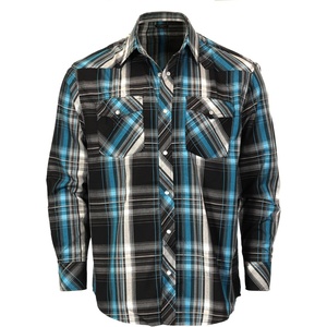 image:imageGioberti Mens Western Plaid Long Sleeve Shirt with Pearl Snapon777w  Turquoise