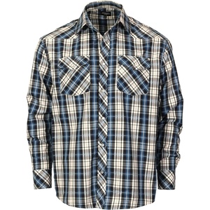 image:imageGioberti Mens Western Plaid Long Sleeve Shirt with Pearl Snapon911w  White  Navy