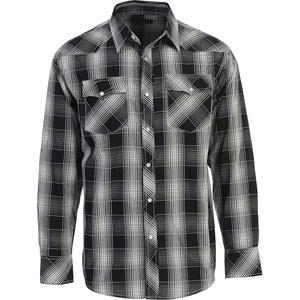 image:imageGioberti Mens Western Plaid Long Sleeve Shirt with Pearl Snapon978w  Black  White Gradient