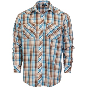 image:imageGioberti Mens Western Plaid Long Sleeve Shirt with Pearl Snapon995w  Blue  Khaki  White