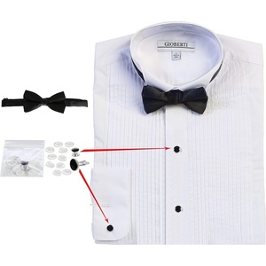 image:imageGioberti Mens Wing Tip Collar Tuxedo Dress Shirt with Bow TieWhite